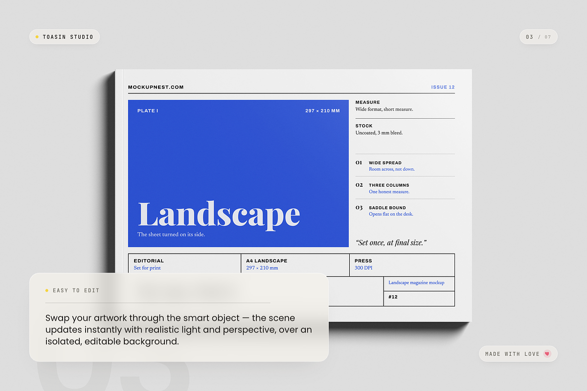 A4 Landscape Magazine Mockup, a Books & Magazine Mockup by Toasin Studio (Photo 3 of 7)
