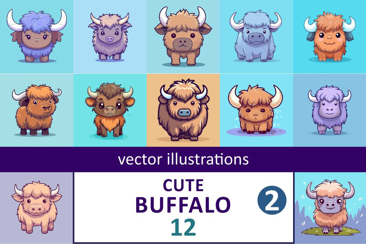 kawaii anime Buffalo, an Animal Illustration by Zoya Miller (Photo 1 of 3)