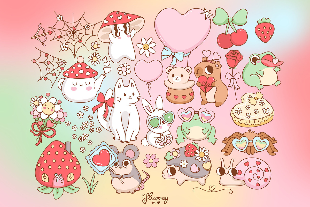 Love in Bloom - Valentine Cliparts, an Animal Illustration by Huxmay (Photo 5 of 7)