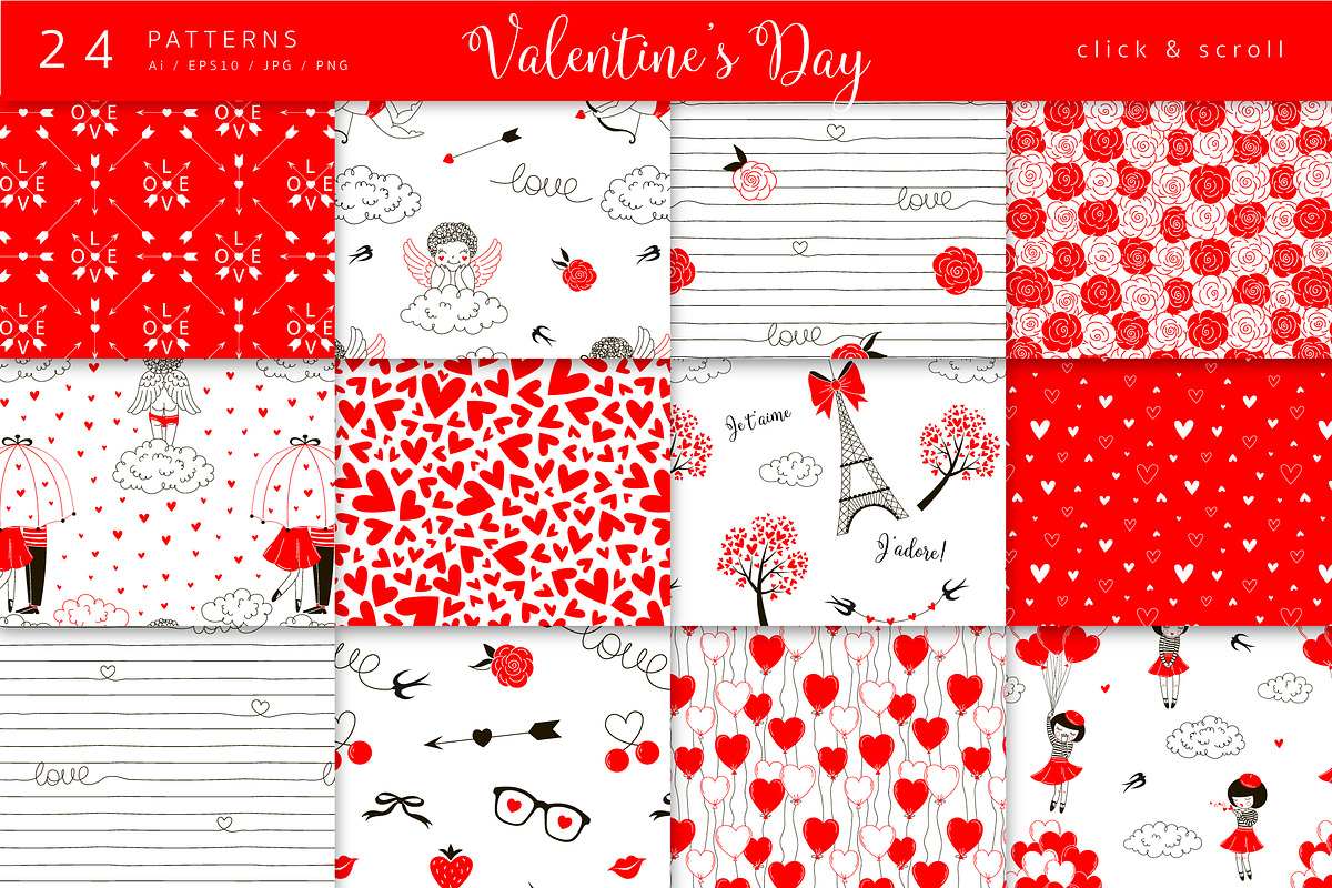 Cute Valentines Day graphic set, a Decorative Illustration by @olga.angelloz (Photo 3 of 10)