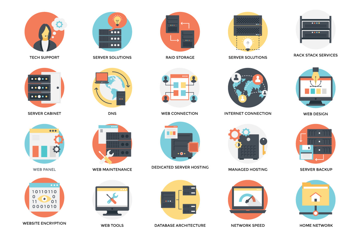 100 Flat Web Hosting Icons, a Duotone Icon by Prosymbols