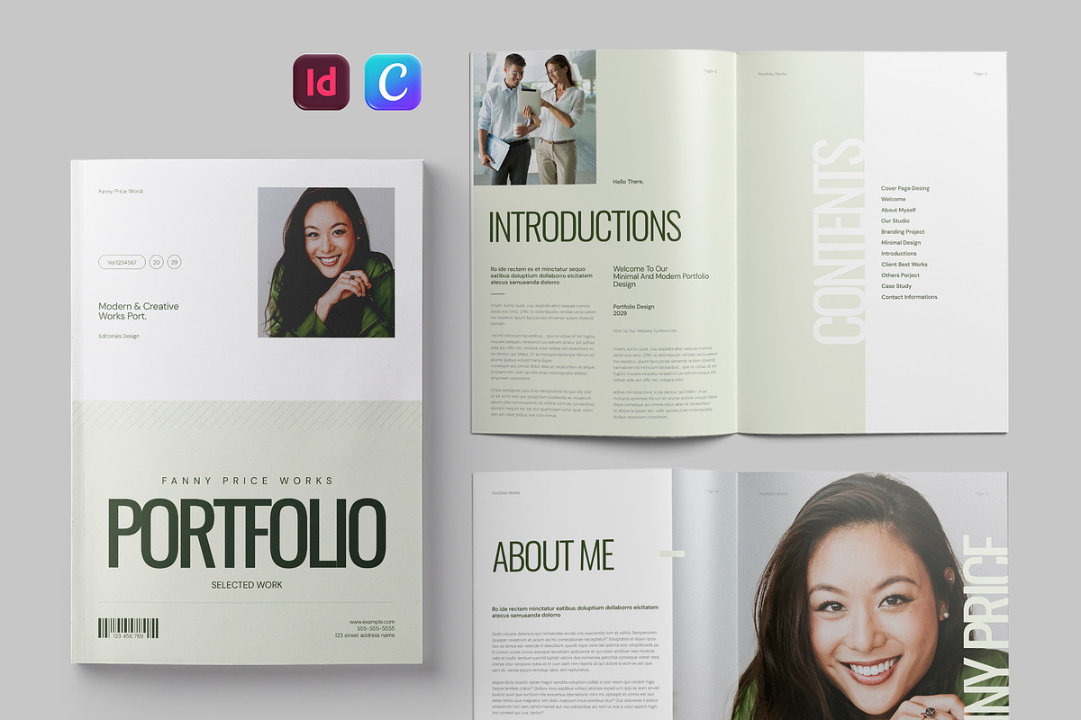Design Portfolio Template | CANVA, a Brochure Template by Pixelpick (Photo 1 of 9)