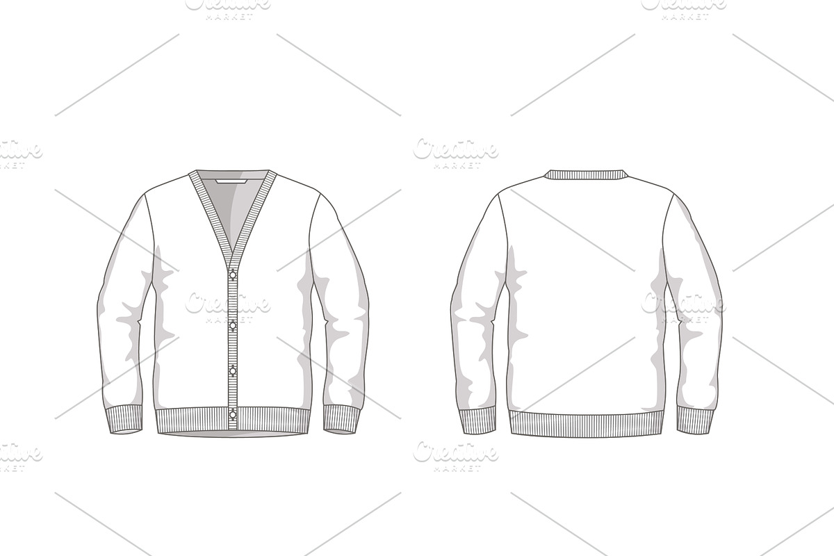 Men's Cardigan Fashion Flat Template, a Templates & Theme by flat fashion