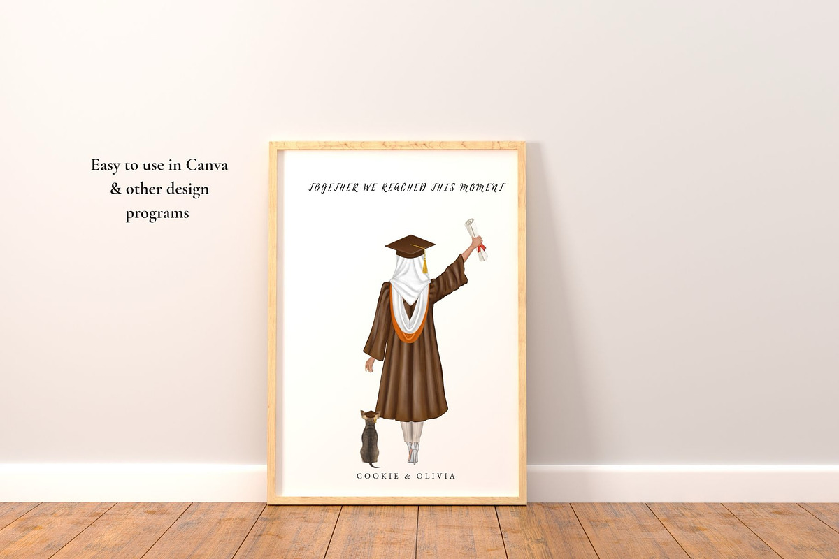 Graduation Girl with Dog Clipart Set, a Person Illustration by ColorfulPT (Photo 4 of 9)