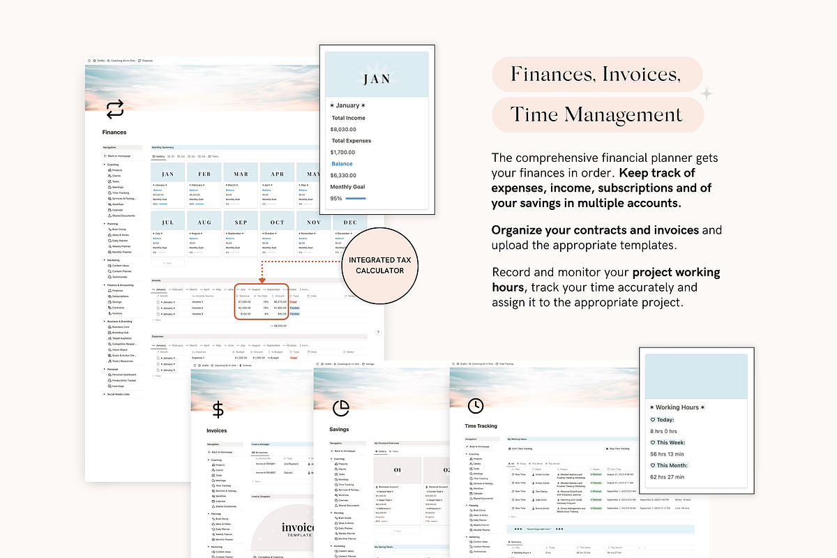 Notion Coaching Business Planner, a Stationery Template by TheCoastlineStudio (Photo 7 of 10)