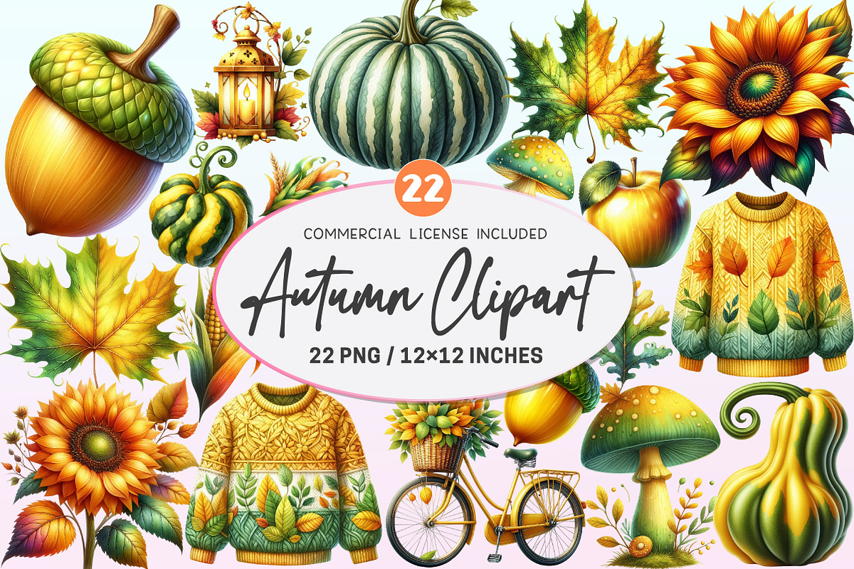 Yellow & Green Autumn Clipart PNG, a Graphic by CitraGraphics (Photo 1 of 4)