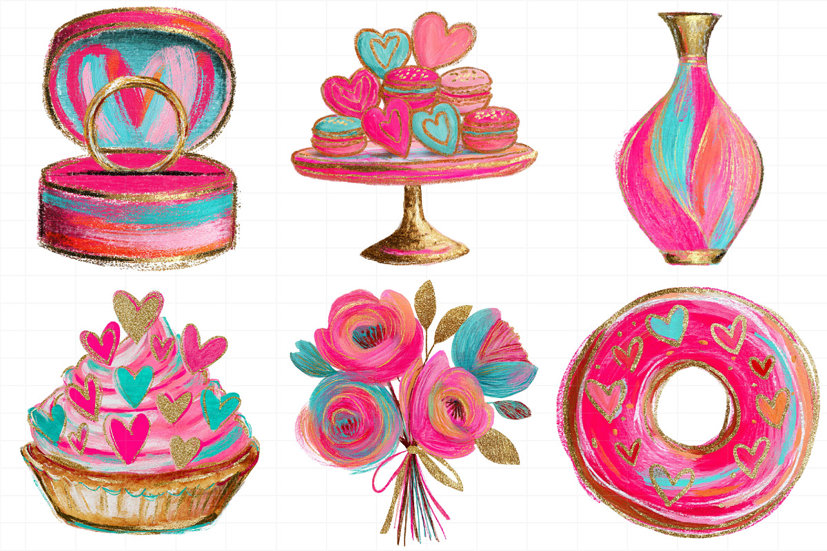 Watercolor Valentine's Day Clipart B, an Illustration by Daily.Designs (Photo 4 of 5)