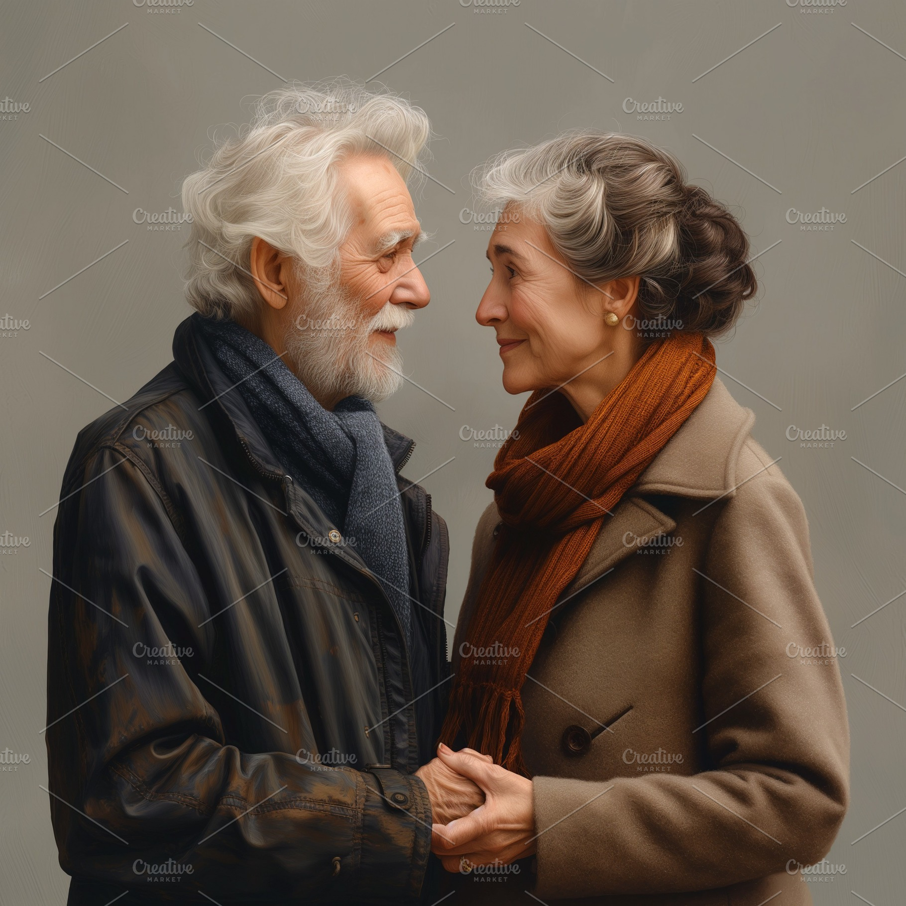 An affectionate elderly couple, a Caucasian man and woman, share a tender momen, a Person Photo by ImageMir
