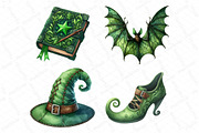 Green Halloween Clipart Bundle, an Illustration by DreamPrint404 (Thumbnail 2 of 6)