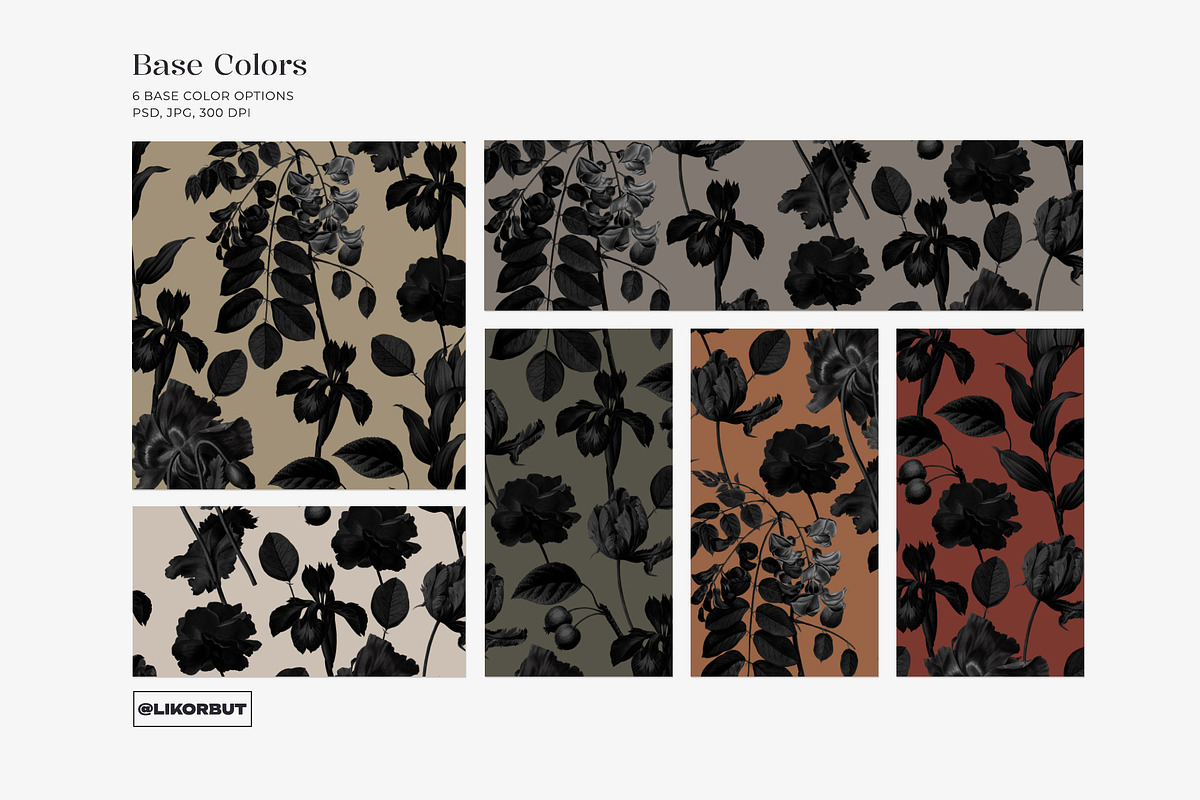 Dark Bloom Elegant Floral Pattern, a Pattern Graphic by likorbut (Photo 5 of 12)