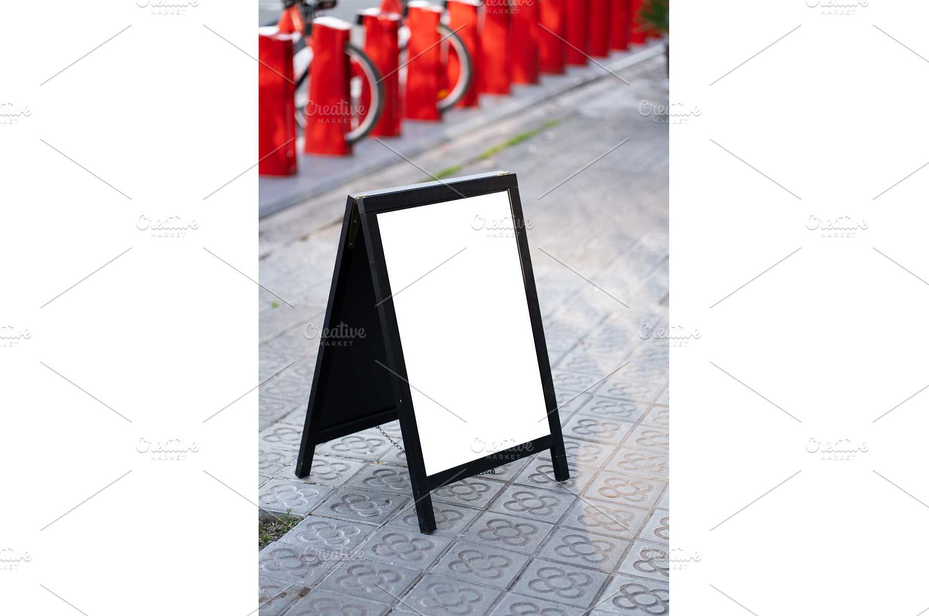 Blank A-frame sidewalk sign on, a Business Photo by volodymyrshtun13795