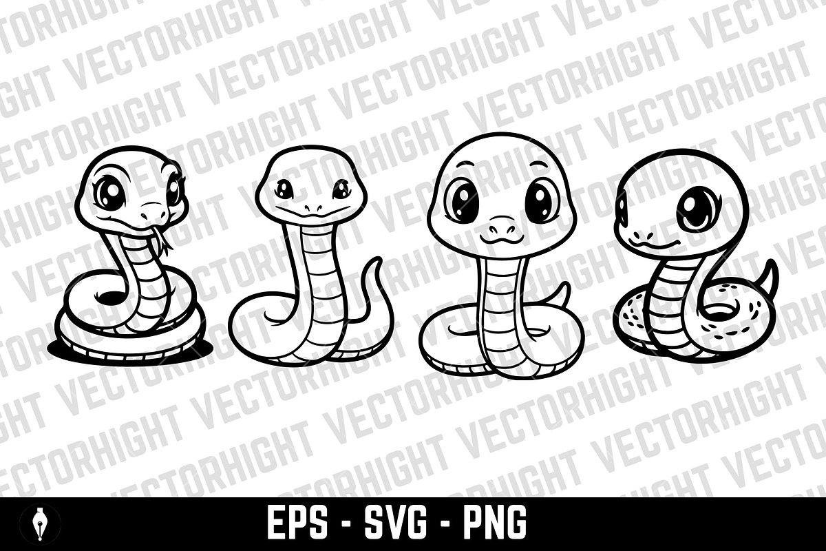 Cute happy friendly cartoon snake, an Animal Illustration by Vectorhight (Photo 2 of 7)