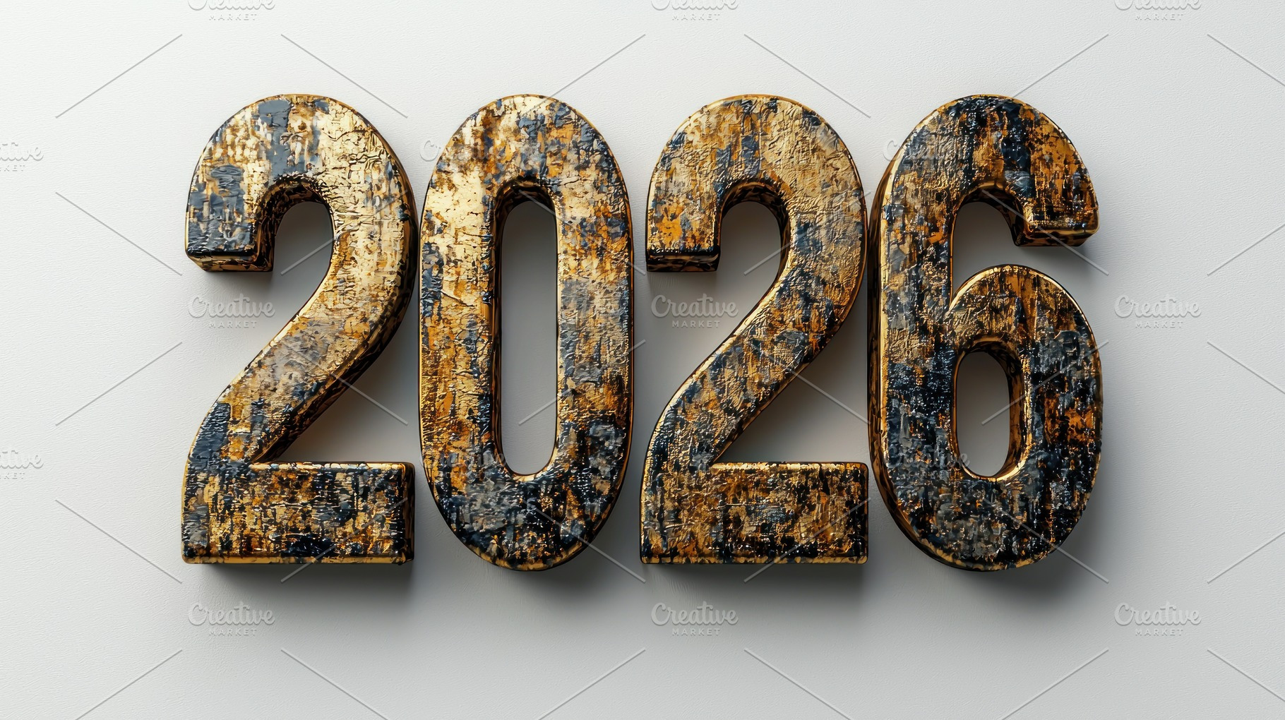 Rough textured black and gold 2026 numbers on white background s, a Background Photo by José Manuel Gelpi