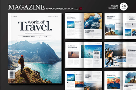 Travel Magazine Template Layout, a Magazine Template by BrandPacks