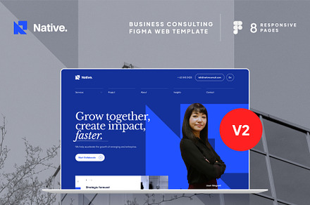 Native 2-Business Figma Web Template, a Landing Page Template by neuwebz