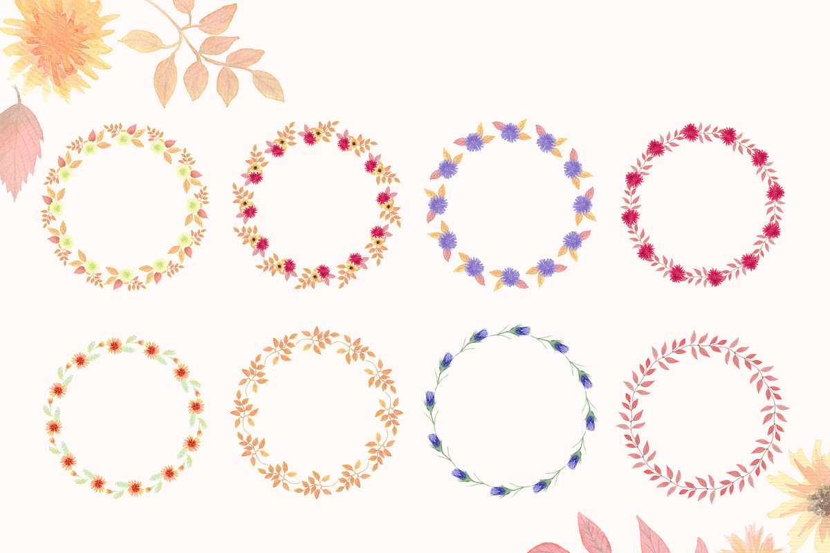 Autumn Watercolor Clipart & Patterns, a Decorative Illustration by Nadia Semyroz (Photo 5 of 19)