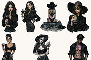 Watercolor Gothic Summer Clipart, a Seasonal Illustration by BusyDaydesign (Thumbnail 5 of 9)