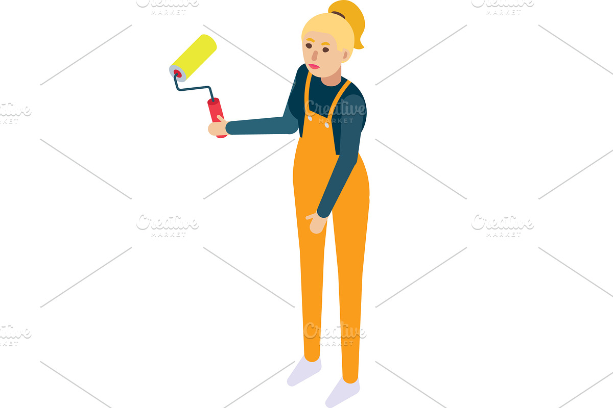 Woman painter vector female worker, a Person Illustration by SiberianArt