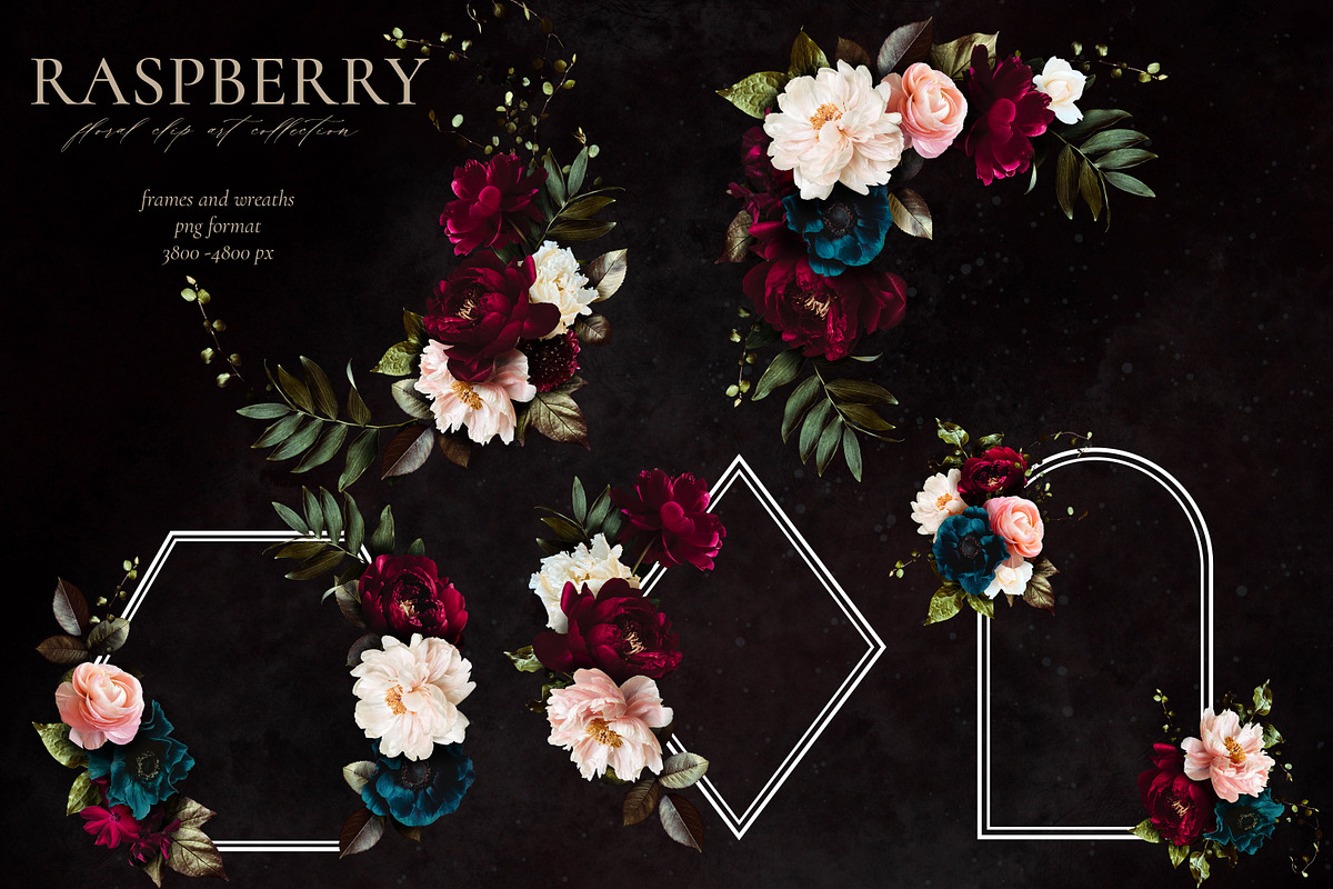 Raspberry Floral Clip Art Collection, an Object Graphic by Eclectic Anthology (Photo 12 of 12)