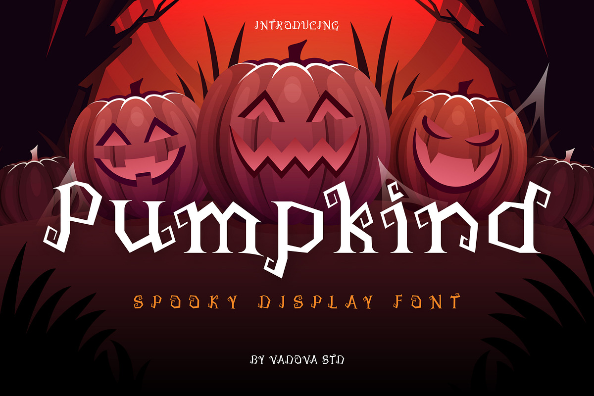 Pumpkind Spooky Halloween Font, a Symbol Font by Vadovastd (Photo 1 of 8)