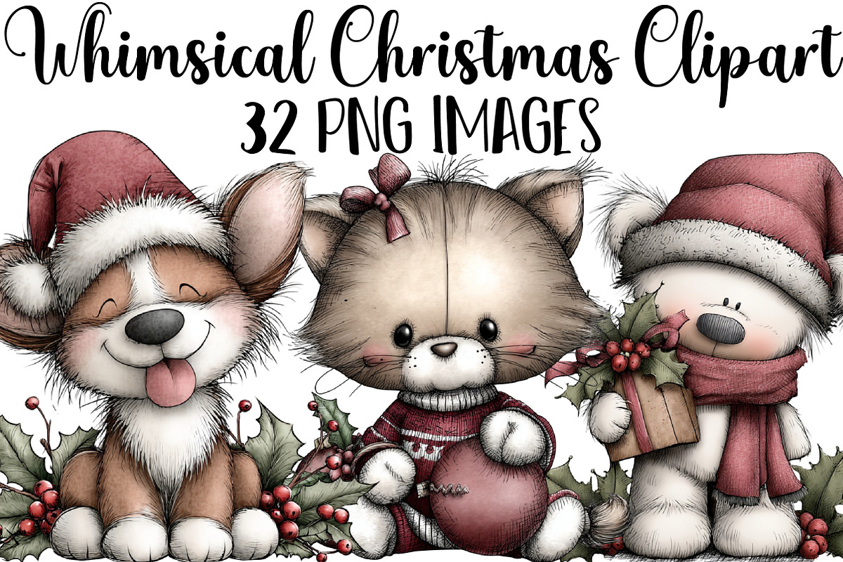 Whimsical Christmas Clipart, an Illustration by DreamArtGraphic (Photo 1 of 5)