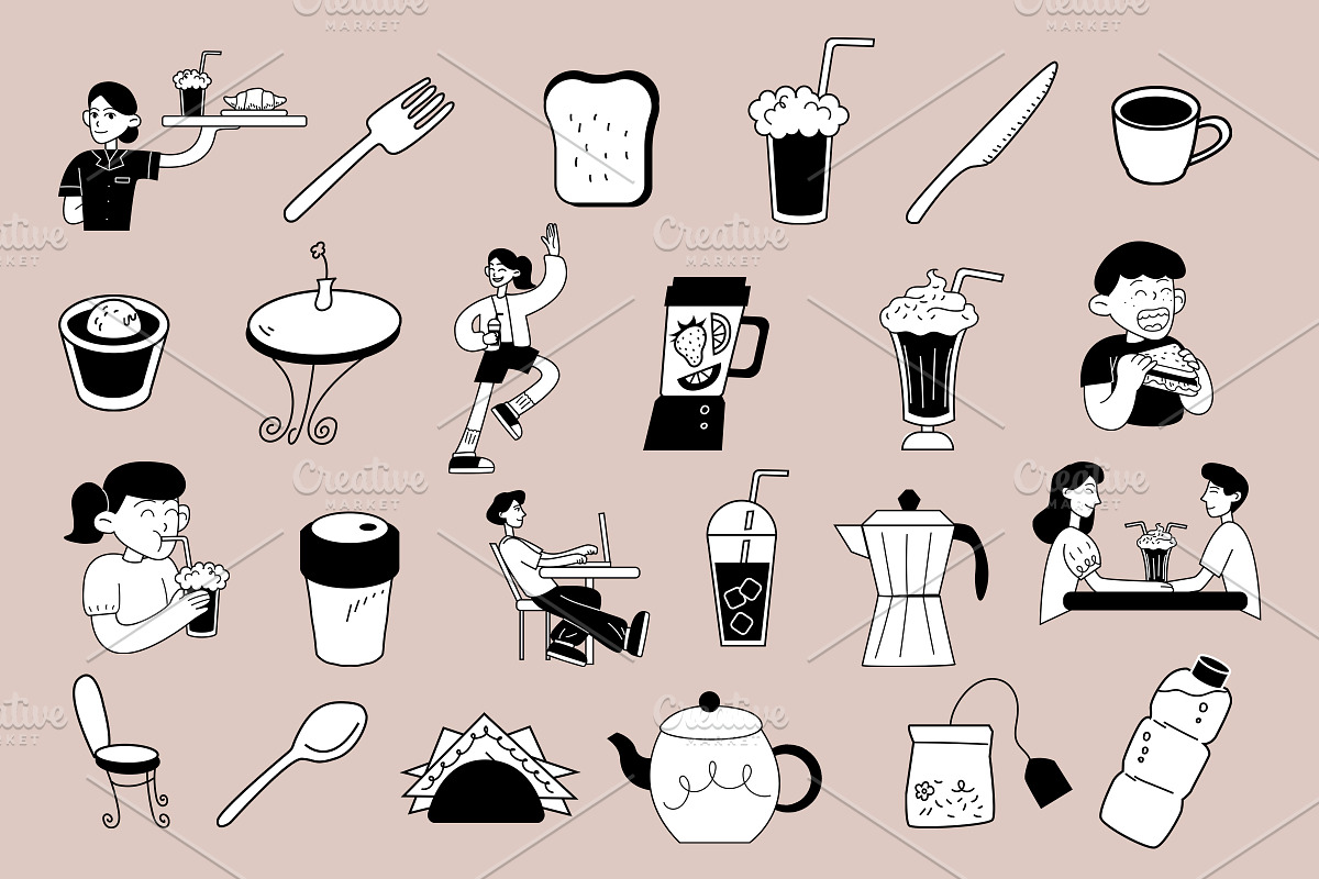 Café: Hand-Drawn People & Food, a Food Illustration by Schumacher Shop (Photo 7 of 14)