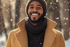 Handsome young man dressed in warm clothes in winter park, a Person Photo by AlyaAnd