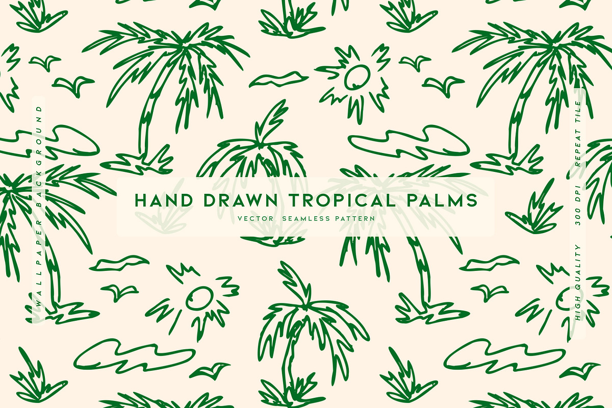 Hand Drawn Tropical Palms, a Pattern Graphic by MalyskaStudio (Photo 1 of 14)