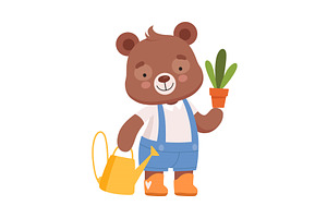 Smiling Bear Character Carrying, an Animal Illustration by TopVectors