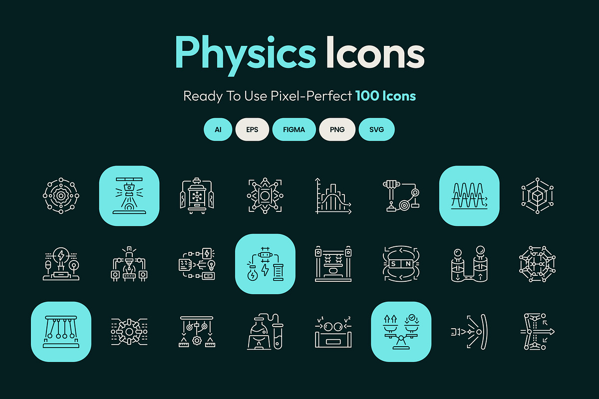Physics Icon Art Set, an Outline Icon by Prosymbols (Photo 1 of 8)