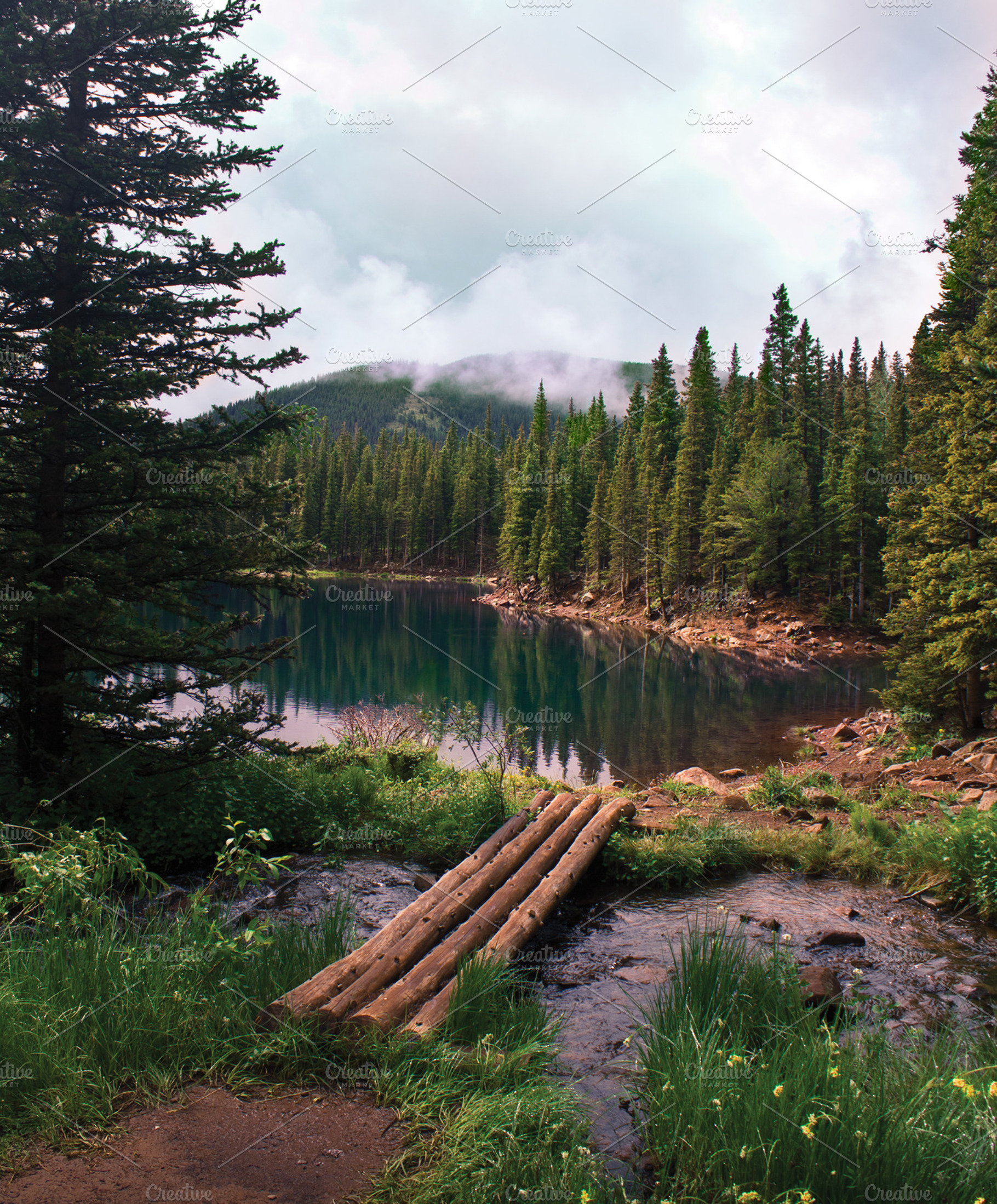 Mountain lake in an evergreen forest, a Nature Photo by easternglow