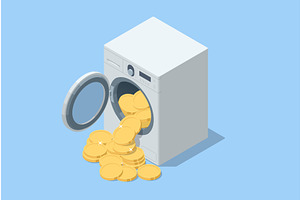 Isometric vector of a washing, a Finance Illustration by Golden Sikorka