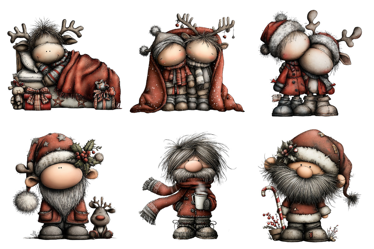 Whimsical Santa & Reindeer Clipart, an Illustration by Daily.Designs (Photo 3 of 5)