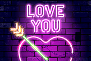 Valentines Day Neon Signboards, a Decorative Illustration by TAlex (Thumbnail 2 of 6)