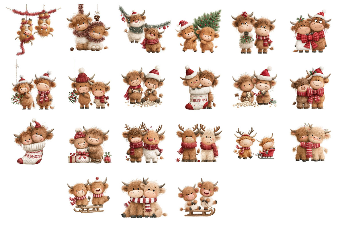 Watercolor Christmas Highland Cow, a Seasonal Illustration by Nicolle's Colorful Art (Photo 7 of 7)
