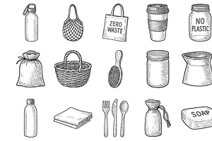 Zero Waste Icons, an Object Graphic by nikagraphic