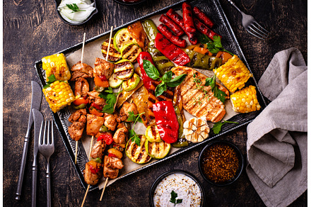 Assortment of grilled bbq meat and