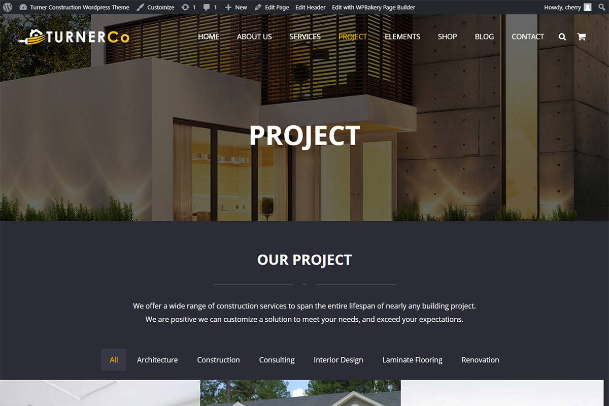 Turner Construction & Business Theme, a WordPress Template by Cherry Wordpress Theme (Photo 5 of 8)
