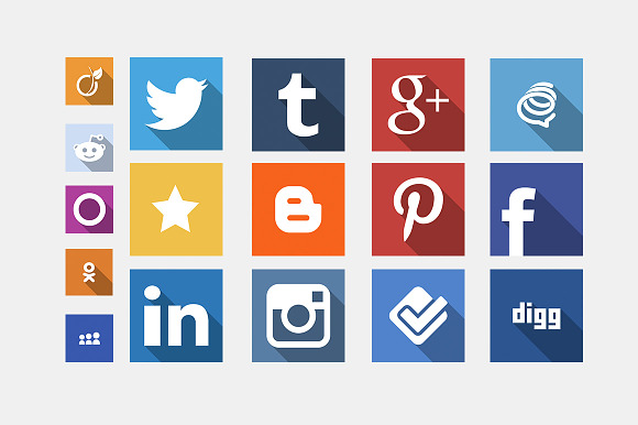 Long Shadow Social Icons preview 2
