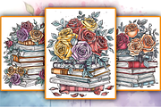 Books with Flowers Coloring Book, a Decorative Illustration by Design Station (Thumbnail 2 of 4)