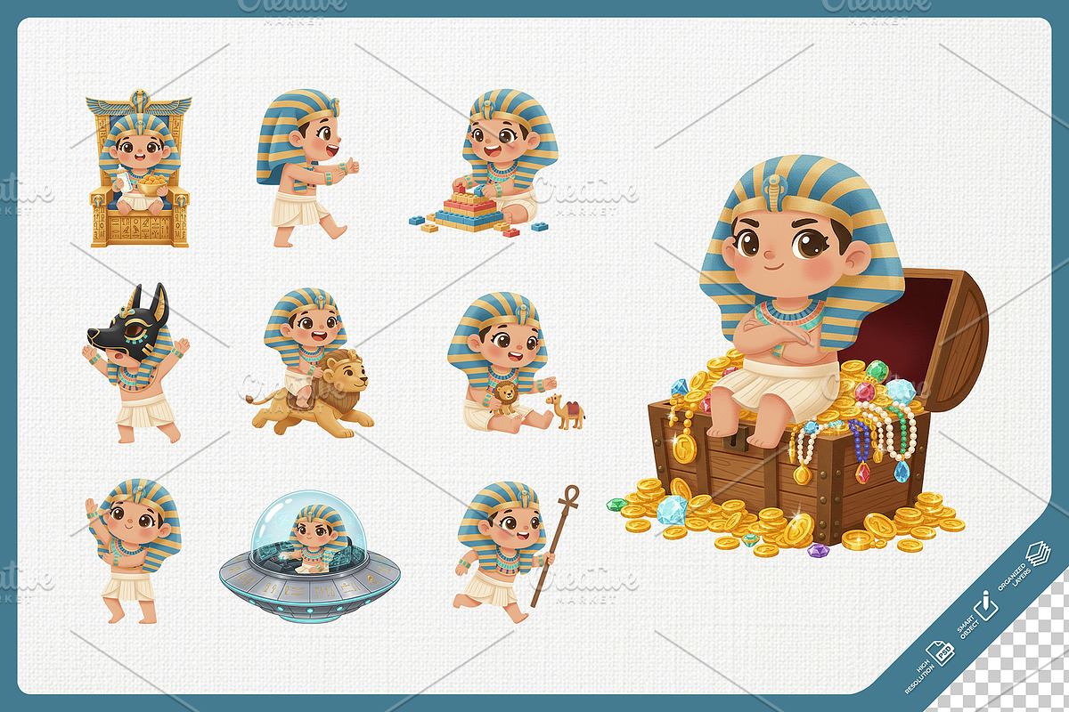 Ancient Egyptian Kid Character, a Decorative Illustration by Gohsantosa (Photo 4 of 4)