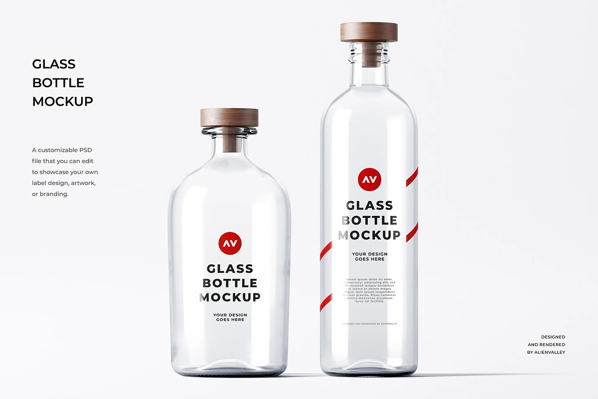 Glass Bottle Mockup, a Product Mockup by zpackcreative (Photo 1 of 5)