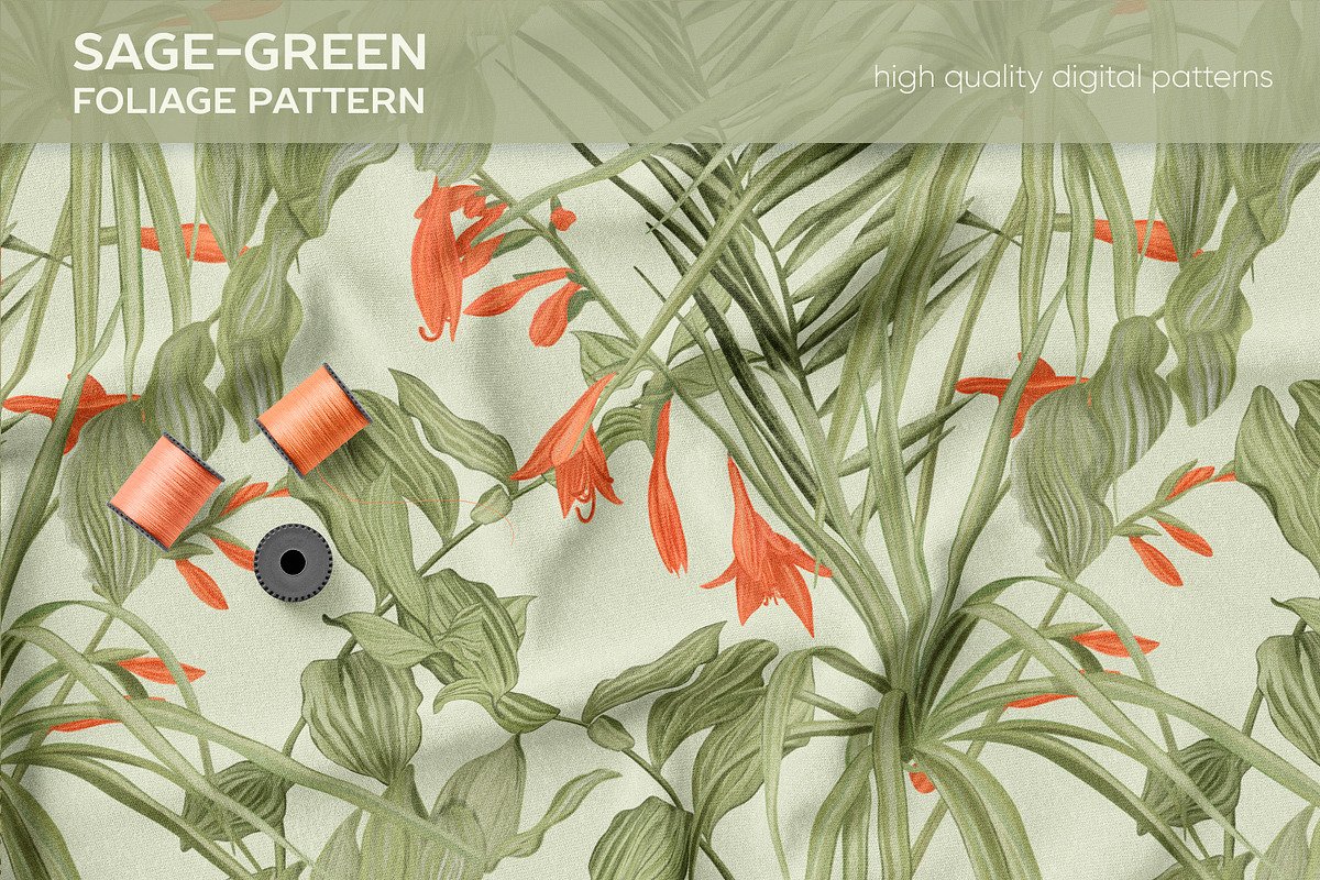 Sage-green foliage pattern, a Pattern Graphic by ANAKOTO (Photo 1 of 13)