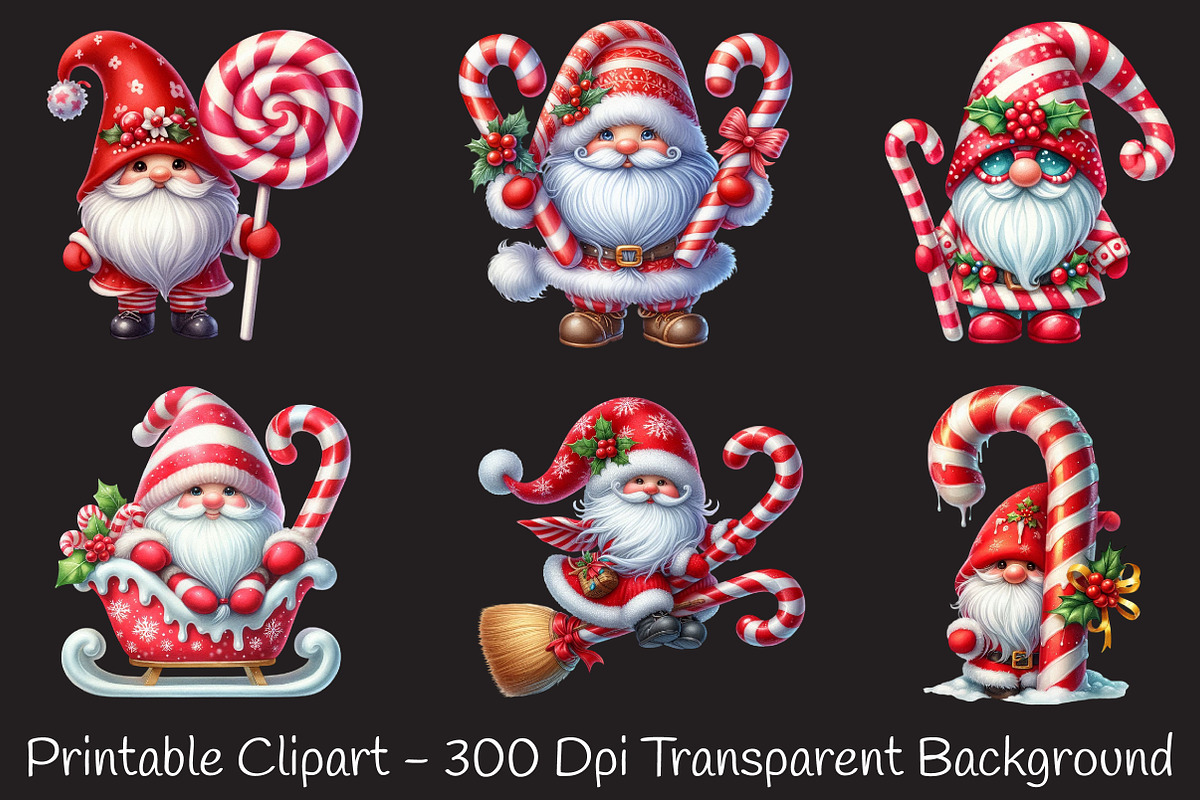 Christmas Candy Cane ICING Gnome PNg, an Illustration by RobertsArt (Photo 2 of 5)