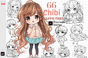 Procreate Chibi Pose Draw Coloring, a Brush Add-On by ArtPrintBabe (Thumbnail 1 of 3)