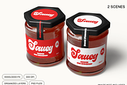 Glass Sauce Jar Label Mockup, a Packaging Mockup by graphicsauce (Thumbnail 1 of 4)