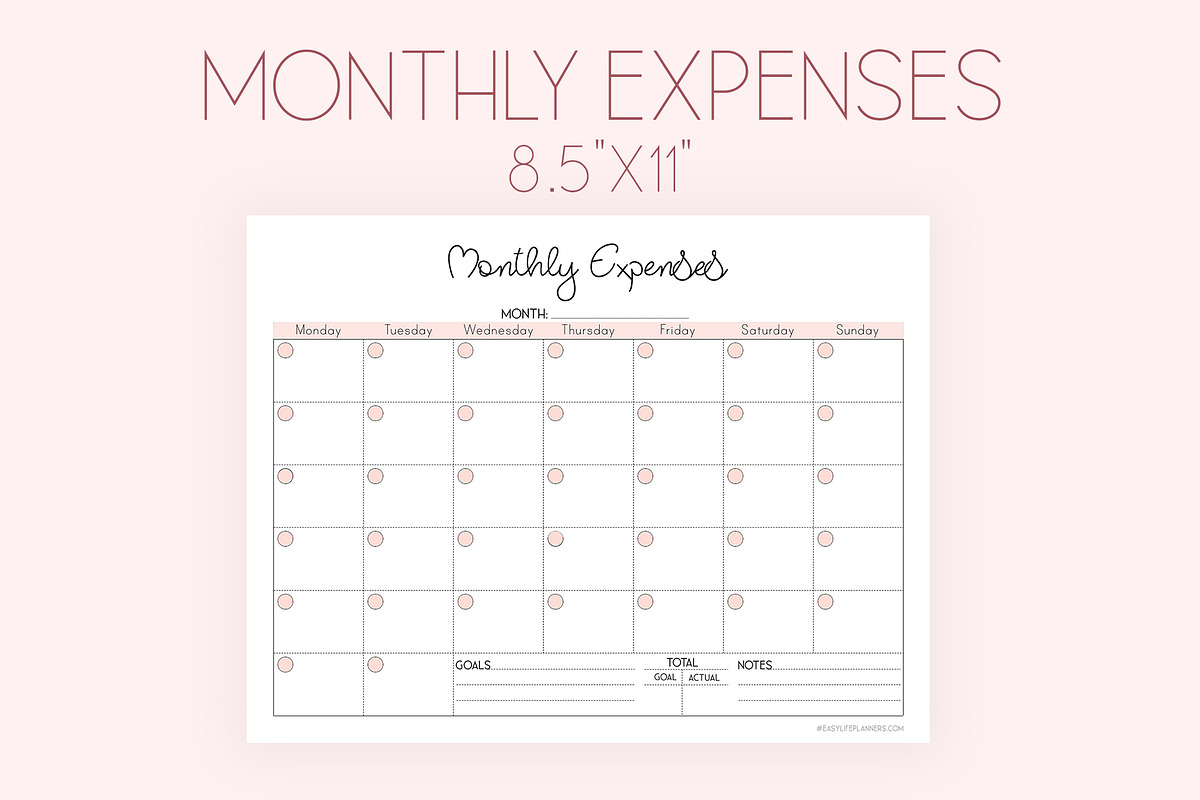 Monthly Expense Tracker PDF, a Stationery Template by EasyLifePlanners (Photo 2 of 4)
