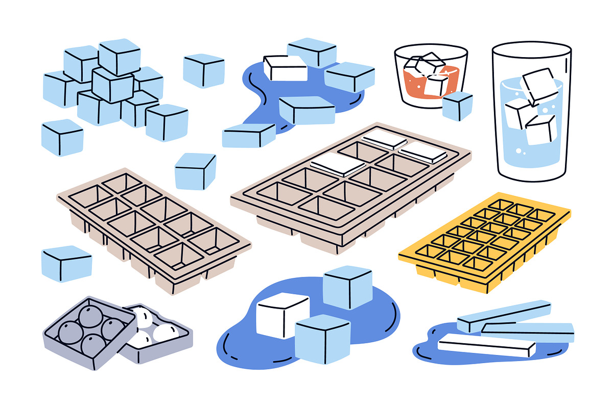 Ice cubes in trays and molds set, an Object Illustration by Good Studio (Photo 3 of 3)