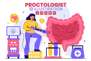 12 Proctologist or Colonoscopy, a Healthcare Illustration by denayunebgt
