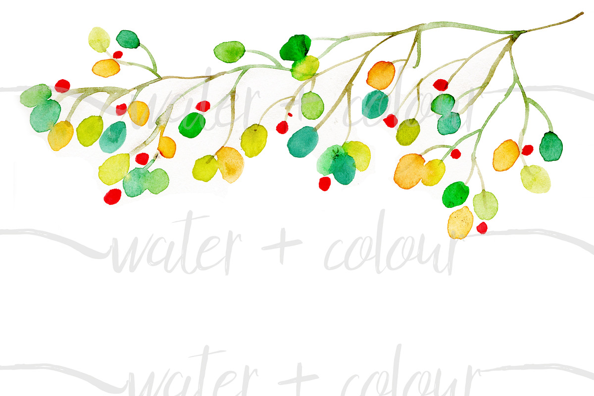 Watercolor Dots Vine border, a Graphic by water + colour